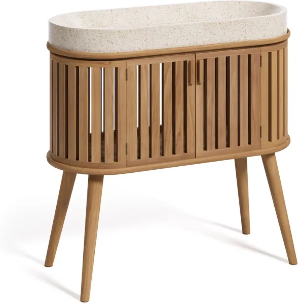 Rokia, Badezimmerschrank, natur, H90x90x40 cm, Massivholz