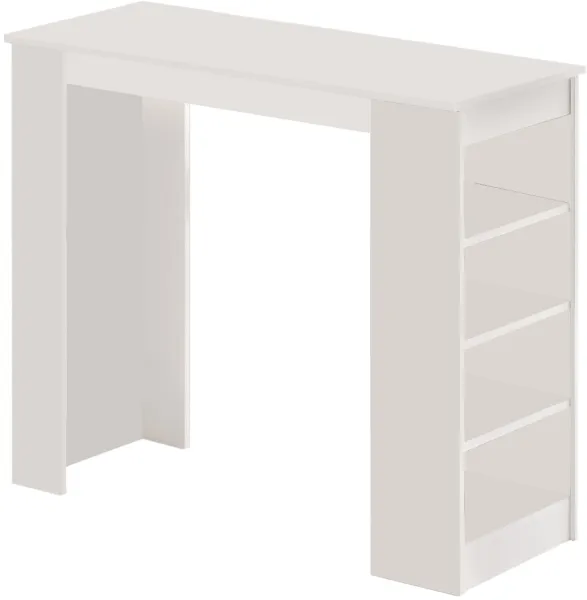 NORDVÄRK ST1 Bartisch, mit 3 Regalen - weisses Melamin (120x51,6)