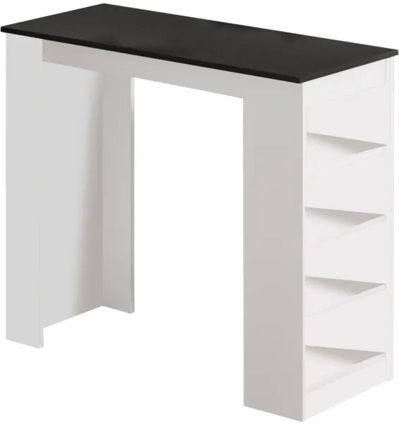 NORDVÄRK ST1 Bartisch, mit 3 Regalen - weiss und schwarz Melamin (120x51,6)