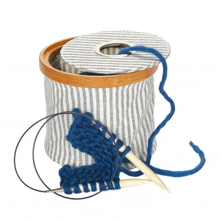 Prym Garnschale Canvas Stoff Hellgrau/Weiss 16cm ×13,5cm