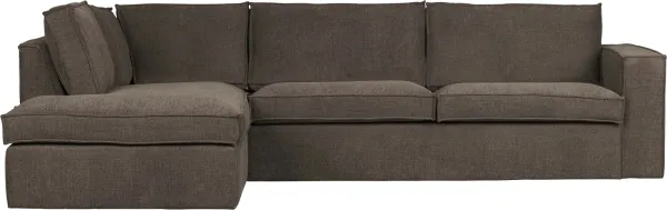 Freddie, Ecksofa links, dunkelbraun, H90x197x283 cm