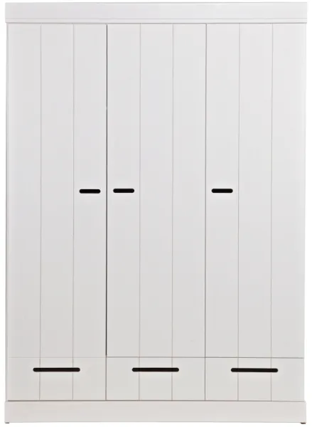 Connect, Kleiderschrank, 3 Türen und 3 Schubladen, weiss, H195x53x140 cm, Kiefernholz