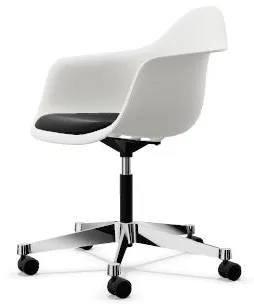Vitra Eames Plastic PACC Bürostuhl mit gepolstertem Sitz und Drehfunktion Schwarz/Weiss