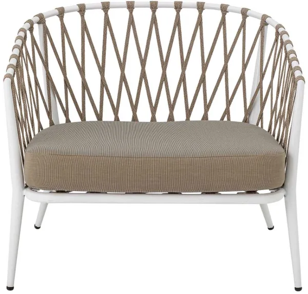 CREATIVE COLLECTION Cia Loungesessel für den Garten, mit Kissen - Polyester und weisses Metall