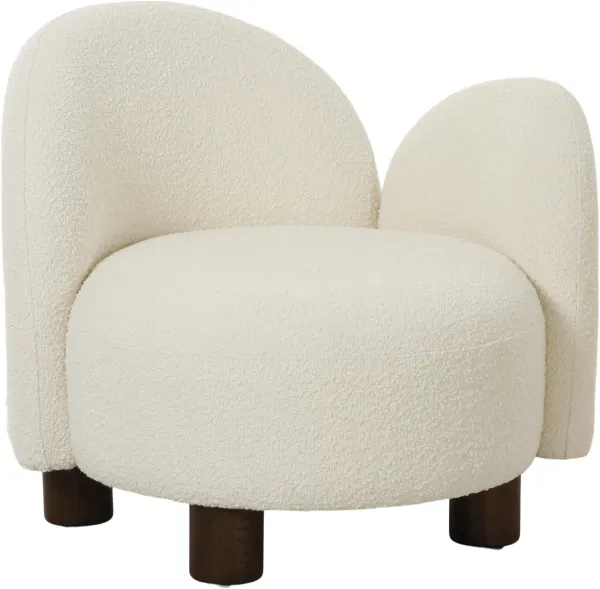 HOUSE NORDIC Honolulu Loungesessel, linksgerichtet, rund - weisser Bouclé-Polyesterstoff