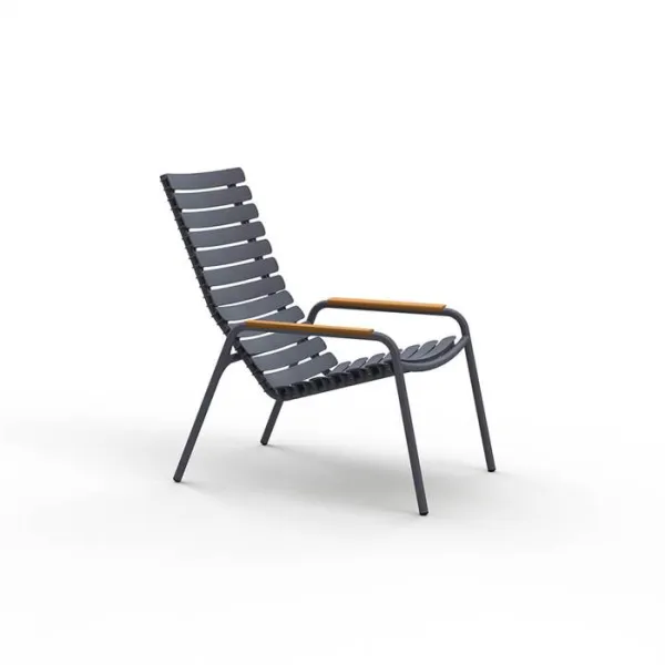 HOUE ReCLIPS Loungesessel aus recyceltem Kunststoff mit Bambus - Dunkelgrau
