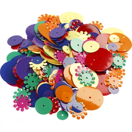Pailletten, gemischte Farben, rund, Grösse 10–25 mm, 250 g/1 Stk.