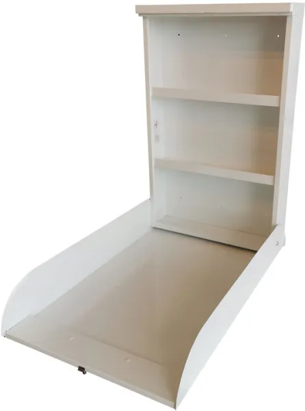 Wandmontierter Wickeltisch aus Metall Weiss