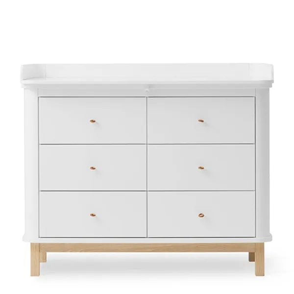 Oliver Furniture Wood Wickelkommode m. 6 Schubladen Weiss/Eiche