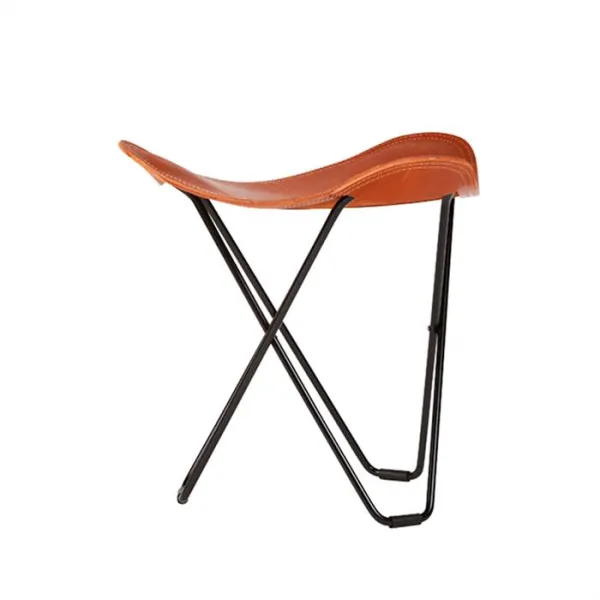 Cuero Pampa Flying Goose Hocker - Schwarzes Gestell - Polo
