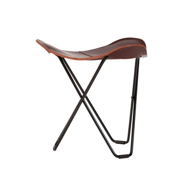 Cuero Pampa Flying Goose Hocker - Schwarzes Gestell - Chocolate