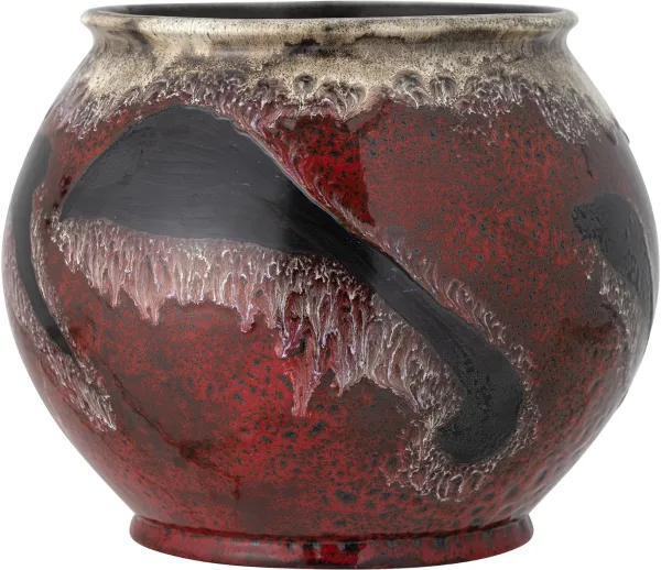Souha, Blumentopf, rot, H29x24 cm, Steingut