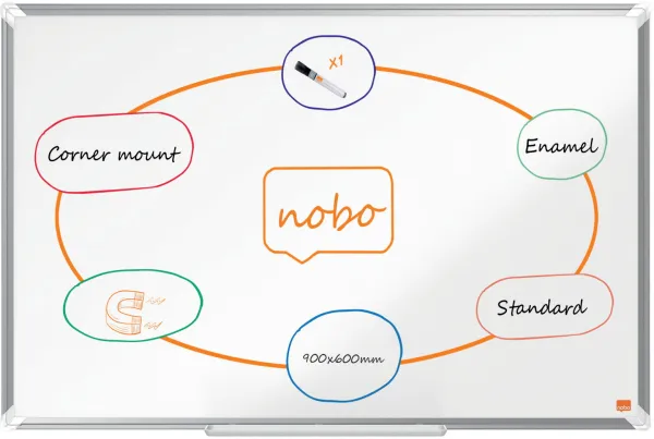 Nobo Premium Plus emailliertes Whiteboard 90x60cm weiss