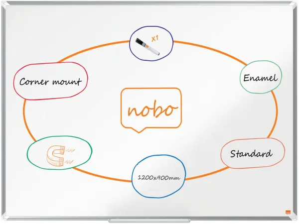 Nobo Premium Plus emailliertes Whiteboard 120x90cm weiss