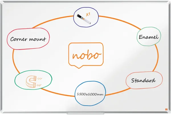 Nobo Premium Plus emailliertes Whiteboard 150x100cm weiss